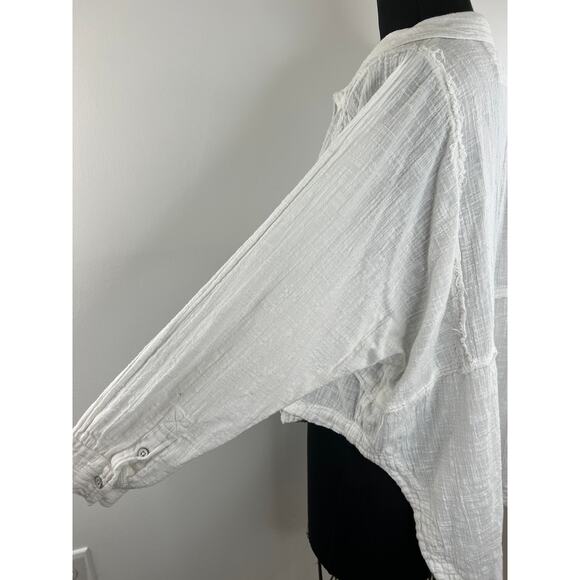 We The Free Ivory Button Down Long Sleeve Cotton Collared Shirt Size XS - Picture 3 of 8